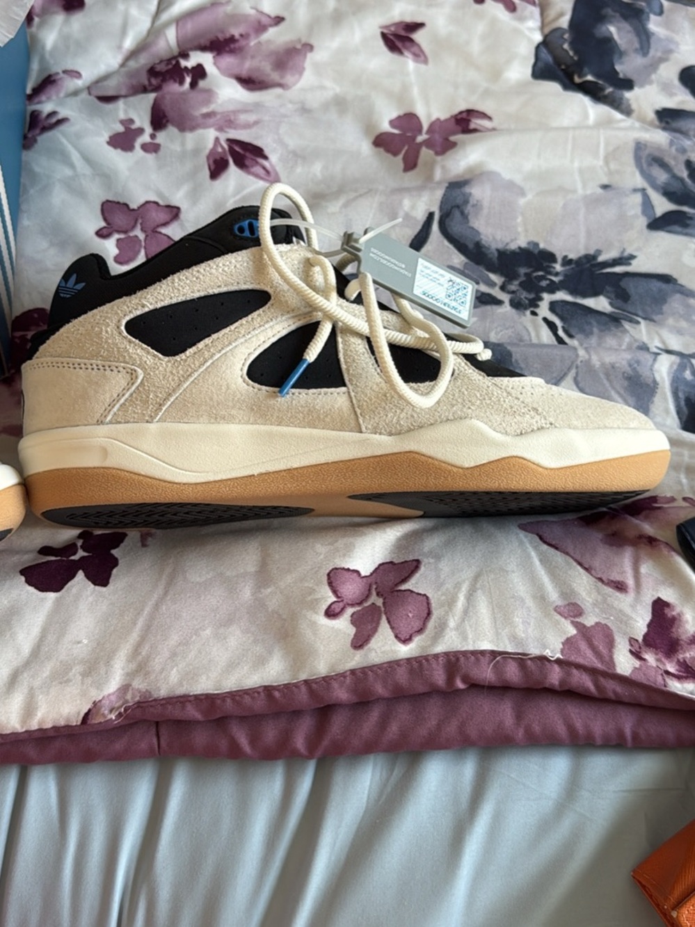 adidas Beige and Black Suede Low-Top Sneakers with Gum Sole